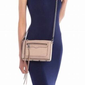 Rebecca Minkoff- 100% Leather Crossbody Bag Chain Strap Fringe Details Full Zip